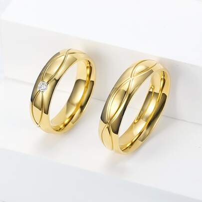 2pcs   Cubic Zirconia Decor Ring