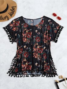 Floral Tassel Cover Up - Multicolor - View 6