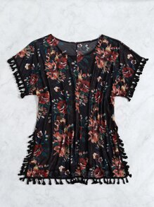 Floral Tassel Cover Up - Multicolor - View 8