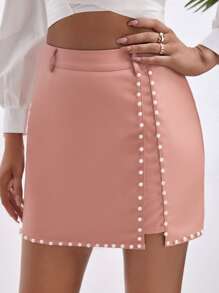 Váy nữ Ngọc trai Dây kéo màu trơn Hấp dẫn - Màu Hồng  San hô - Xem 1