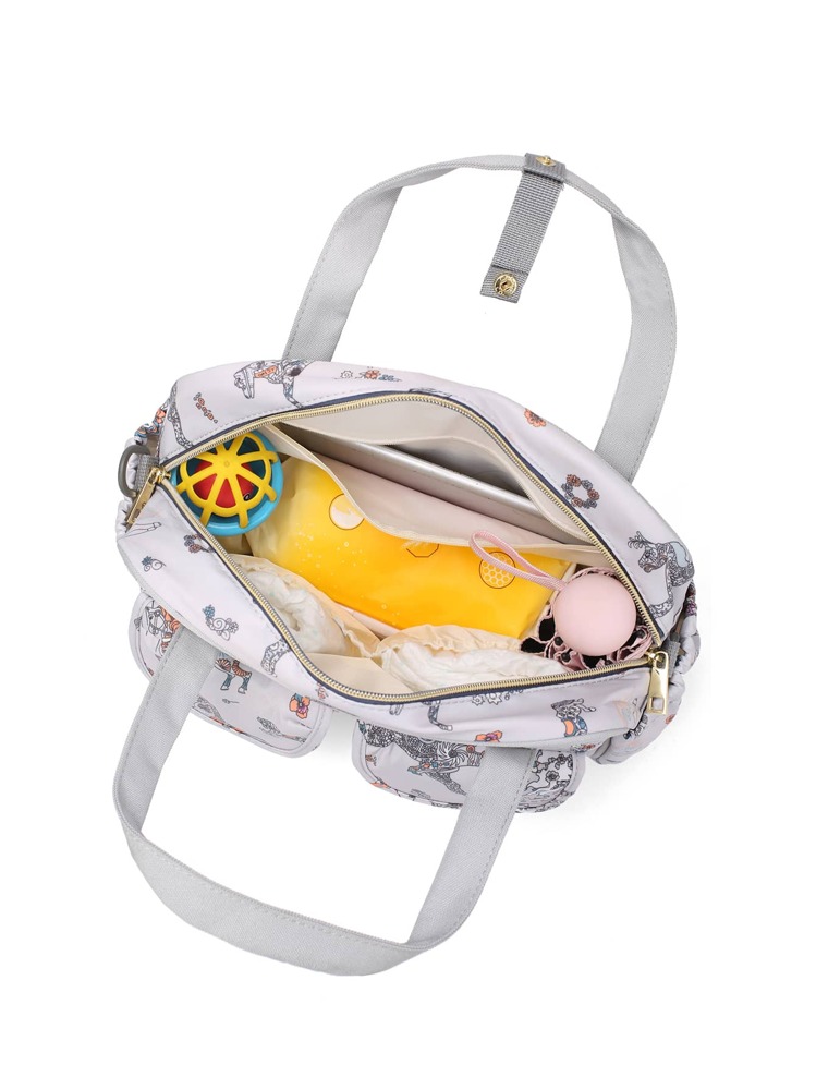 LEQUEEN Horse Print Diaper Bag - Grey - View 2