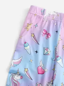 SHEIN Tween Girl Cartoon & Slogan Graphic PJ Set