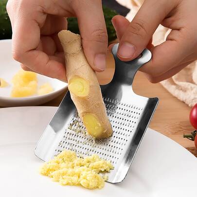 1pc Stainless Steel Ginger Grater, Silver Ginger Chopper For Kitchen