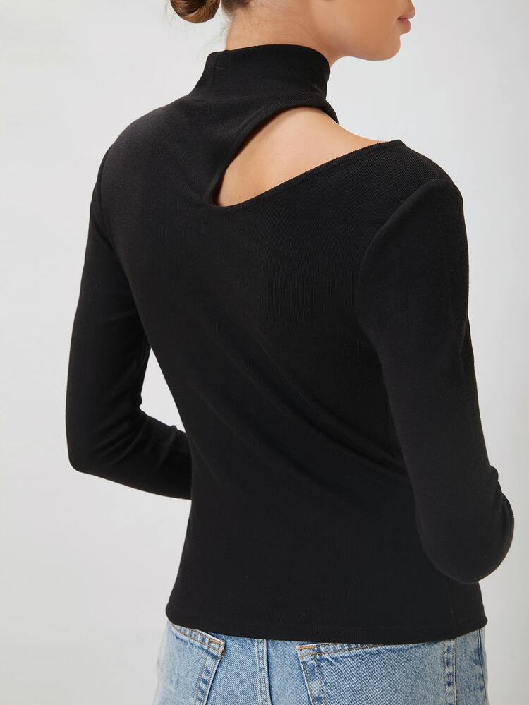 MOTF PREMIUM SLIM CUT-OUT T-SHIRT - Black - View 9