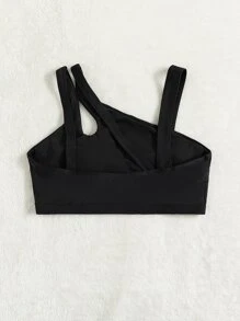 SHEIN Swim Plain Cut Out Bikini Top, For Summer Beach Vacation - Black - View 2