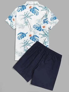 Manfinity Bộ hai mảnh Nam Dây kéo Túi Nút phía trước Nhiệt đới Kỳ nghỉ - Nhiều màu - Xem 2