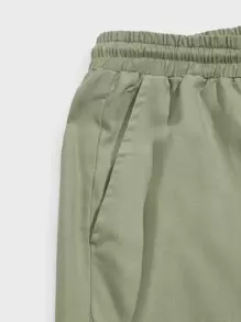 GENTILAND Loose Fit Men's Solid Color Drawstring Waist Pants - Army Green - View 4