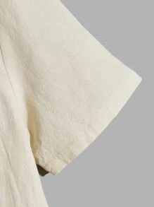 Manfinity NXTstreet Nam Áo sơ mi Bông Chất rắn Placket nửa nút Vá Túi - Màu be - Xem 4