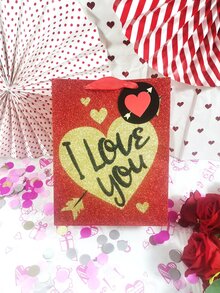 3入組情人節愛心圖案禮品袋 - 彩色 - 查看 2