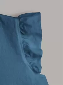 Soleia Butterfly Sleeve Ruffle Hem Top - Blue - View 4