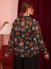 Modelyn 大碼印花半透明歐根紗襯衫 - 彩色 - 查看 2