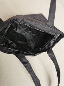 Large Capacity Cartoon Graphic Shopper Bag - Black - View 4