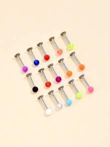 15入組/套簡約風唇釘中性時尚朋克身體穿刺首飾 - 彩色 - 查看 1