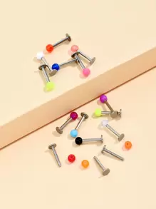 15入組/套簡約風唇釘中性時尚朋克身體穿刺首飾 - 彩色 - 查看 2