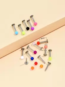 15入組/套簡約風唇釘中性時尚朋克身體穿刺首飾 - 彩色 - 查看 3