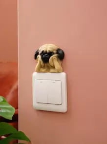 1pc Dog Switch Wall Sticker, Cartoon 3D Dog Decor Switch Sticker For Home Decoration,Stickers,Wall Decal, Vinyl Decal For Home Decorations,Spring Decoration Items Refresh Your Home,Rama Decoration Stickers - Multicolor - View 1