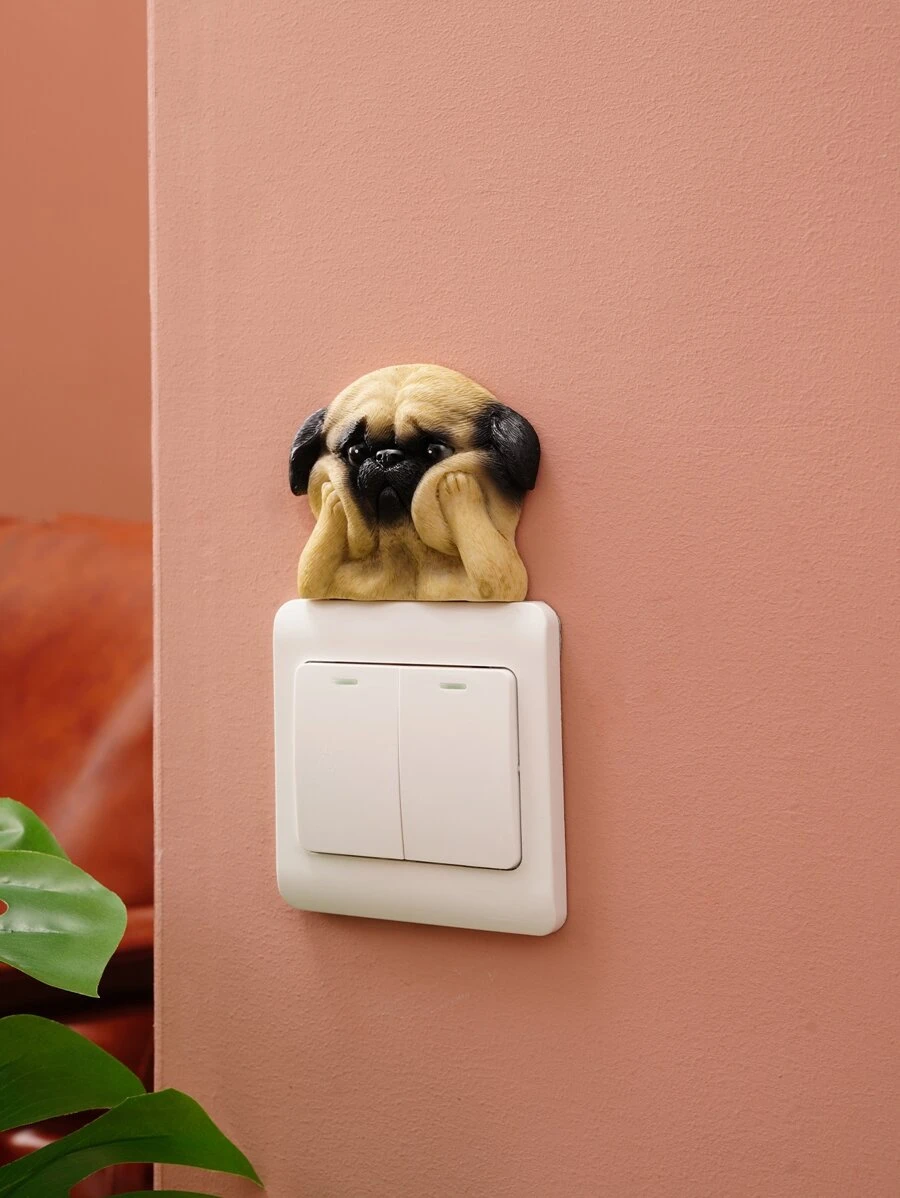 1pc Dog Switch Wall Sticker, Cartoon 3D Dog Decor Switch Sticker For Home Decoration,Stickers,Wall Decal, Vinyl Decal For Home Decorations,Spring Decoration Items Refresh Your Home,Rama Decoration Stickers - Multicolor - View 1