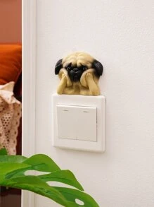 1pc Dog Switch Wall Sticker, Cartoon 3D Dog Decor Switch Sticker For Home Decoration,Stickers,Wall Decal, Vinyl Decal For Home Decorations,Spring Decoration Items Refresh Your Home,Rama Decoration Stickers - Multicolor - View 5