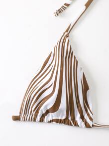 Fluid Halter Triangle Bikini Top - Brown - View 3