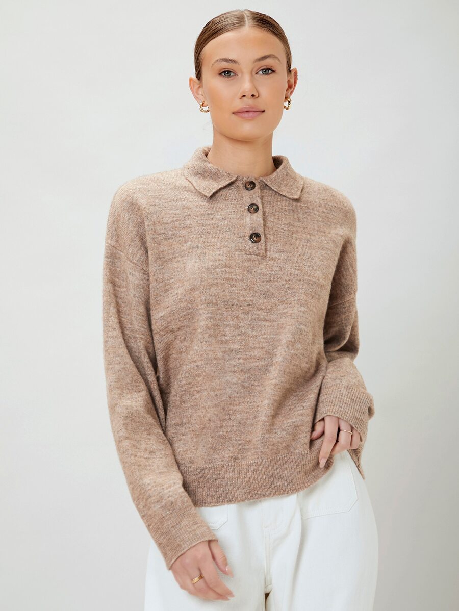 MOTF ECO 再生滌羊毛混紡套頭毛衣 - 駝色 - 查看 1