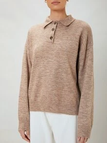 MOTF ECO 再生滌羊毛混紡套頭毛衣 - 駝色 - 查看 8