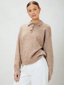 MOTF ECO 再生滌羊毛混紡套頭毛衣 - 駝色 - 查看 9