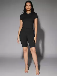 Silquee High Waist Biker Shorts - Black - View 5