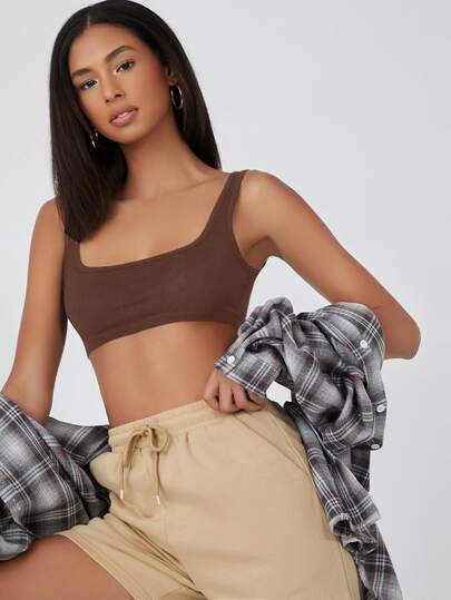 Top sans manches court unicolore