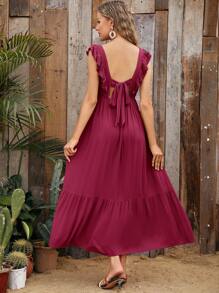 SHEIN Maternidad vestido ribete con fruncido de espalda abierta con cordón