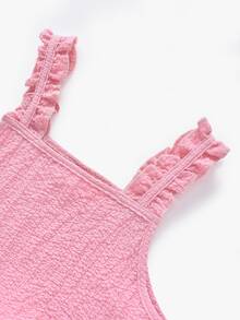 Girls Frilled Crop Cami Top & Gingham Ruffle Hem Skirt - Baby Pink - View 3