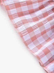 Girls Frilled Crop Cami Top & Gingham Ruffle Hem Skirt - Baby Pink - View 4