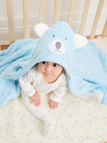 Cartoon Graphic Baby Swaddling Blanket - Blue - View 1