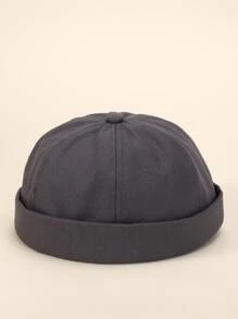 1 Chiếc Mũ Thủy Thủ Da Pu Hai Tông Màu Độc Đáo Phong Cách Hip Hop Đầu Dẹt Mũ Dành Cho Nam - Xám - Xem 1