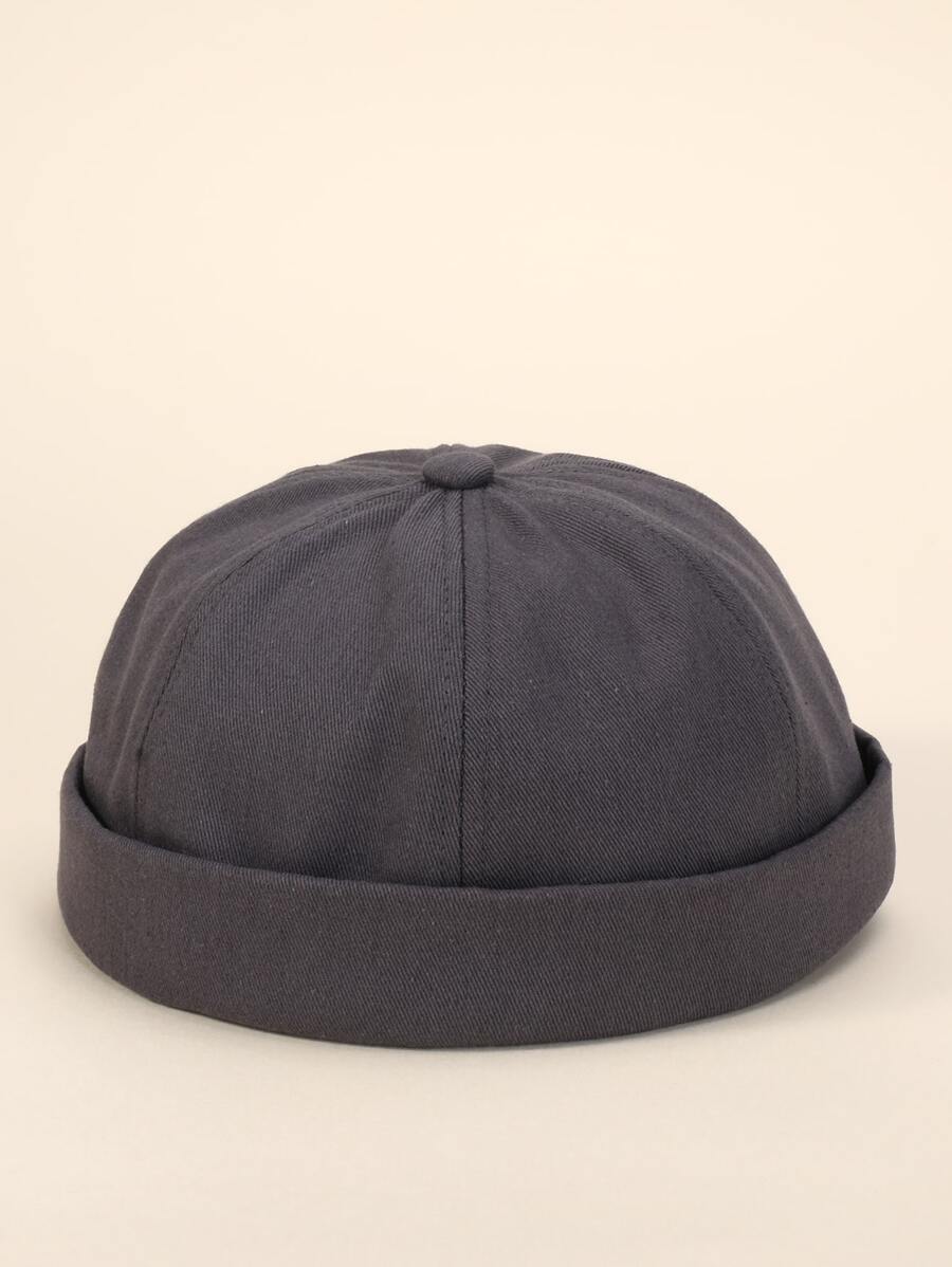 1 Chiếc Mũ Thủy Thủ Da Pu Hai Tông Màu Độc Đáo Phong Cách Hip Hop Đầu Dẹt Mũ Dành Cho Nam - Xám - Xem 1