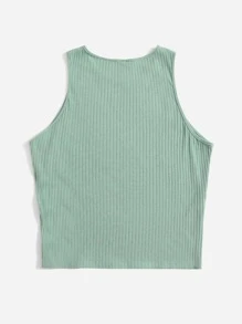 SHEIN EZwear 大碼條紋針織背心上衣 - 薄荷綠 - 查看 2