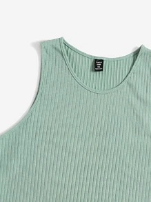 SHEIN EZwear 大碼條紋針織背心上衣 - 薄荷綠 - 查看 4