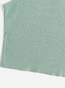 SHEIN EZwear 大碼條紋針織背心上衣 - 薄荷綠 - 查看 5