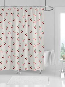 Cherry Print Shower Curtain - Multicolor - View 2