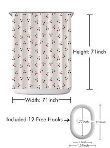 Cherry Print Shower Curtain - Multicolor - View 3