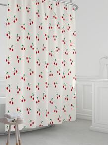 Cherry Print Shower Curtain - Multicolor - View 4