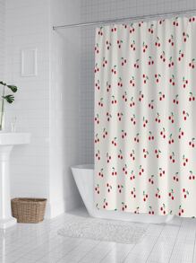 Cherry Print Shower Curtain - Multicolor - View 5