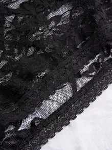 Breezaya Minimalist Black Lace Cropped Fitted Sleeveless Top For Women - Black - View 5