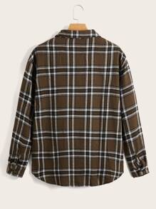 Áo sơ mi Kẻ sọc Curved Hem - Màu nâu Sô-cô-la - Xem 2