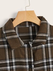 Áo sơ mi Kẻ sọc Curved Hem - Màu nâu Sô-cô-la - Xem 3