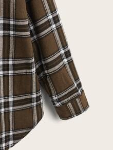 Áo sơ mi Kẻ sọc Curved Hem - Màu nâu Sô-cô-la - Xem 4