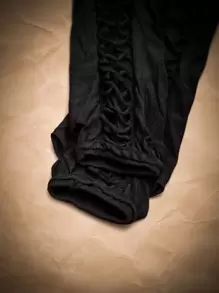 ROMWE Grunge Punk Hollow Out Fingerless Gloves - Black - View 3