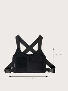 Bolso bandolera con malla en el pecho para hombre - Negro - Ver 2