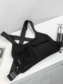 Bolso bandolera con malla en el pecho para hombre - Negro - Ver 3