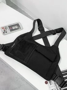 Bolso bandolera con malla en el pecho para hombre - Negro - Ver 4