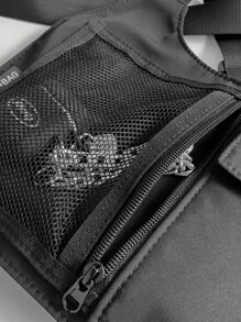 Bolso bandolera con malla en el pecho para hombre - Negro - Ver 6